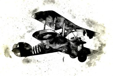 Beyaz arka planda izole edilmiş eski bir savaş uçağı.