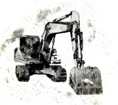 Ekskavatör illüstrasyon izole renk sanat eseri