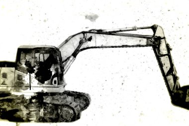 Ekskavatör illüstrasyon izole renk sanat eseri