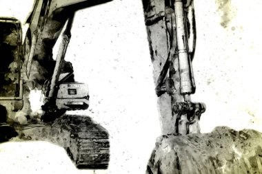 Ekskavatör illüstrasyon izole renk sanat eseri