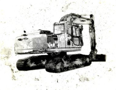 Ekskavatör illüstrasyon izole renk sanat eseri