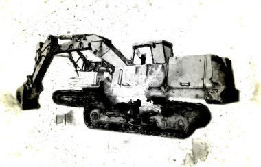 Ekskavatör illüstrasyon izole renk sanat eseri