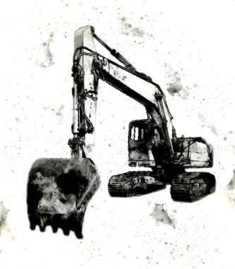 Ekskavatör illüstrasyon izole renk sanat eseri