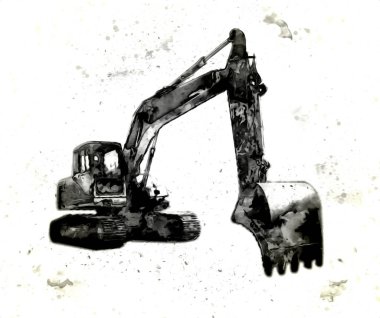 Ekskavatör illüstrasyon izole renk sanat eseri