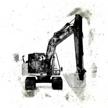 Ekskavatör illüstrasyon izole renk sanat eseri