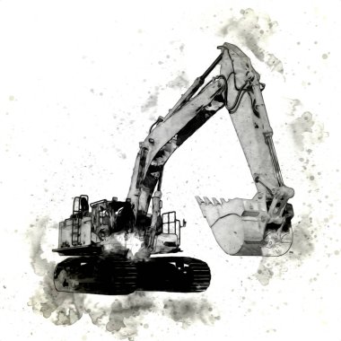 Ekskavatör illüstrasyon izole renk sanat eseri