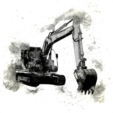 Ekskavatör illüstrasyon izole renk sanat eseri