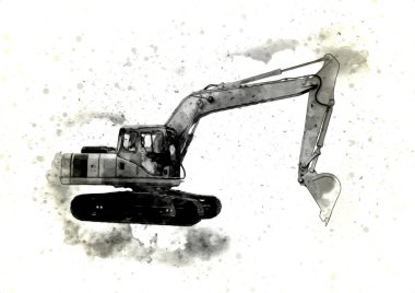 Ekskavatör illüstrasyon izole renk sanat eseri