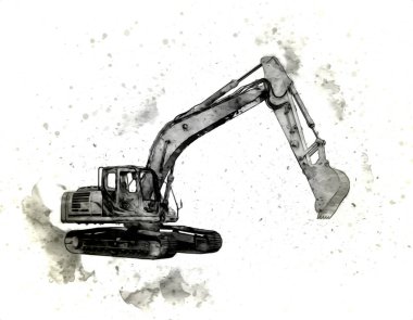 Ekskavatör illüstrasyon izole renk sanat eseri