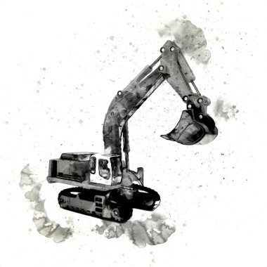 Ekskavatör illüstrasyon izole renk sanat eseri