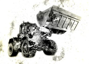 Ekskavatör illüstrasyon izole renk sanat eseri