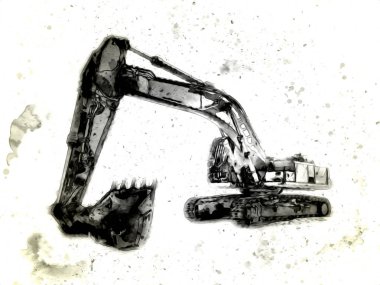 Ekskavatör illüstrasyon izole renk sanat eseri