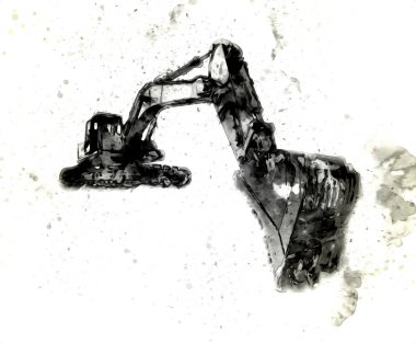 Ekskavatör illüstrasyon izole renk sanat eseri