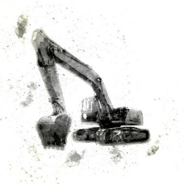 Ekskavatör illüstrasyon izole renk sanat eseri