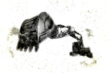 Ekskavatör illüstrasyon izole renk sanat eseri
