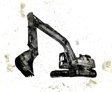 Ekskavatör illüstrasyon izole renk sanat eseri