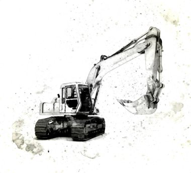 Ekskavatör illüstrasyon izole renk sanat eseri