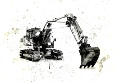 Ekskavatör illüstrasyon izole renk sanat eseri