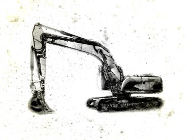 Ekskavatör illüstrasyon izole renk sanat eseri