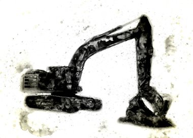 Ekskavatör illüstrasyon izole renk sanat eseri