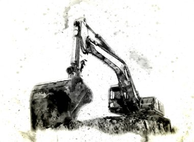 Ekskavatör illüstrasyon izole renk sanat eseri
