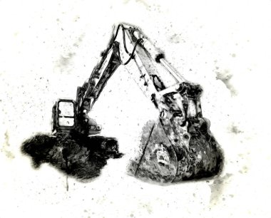 Ekskavatör illüstrasyon izole renk sanat eseri