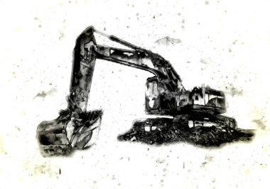Ekskavatör illüstrasyon izole renk sanat eseri