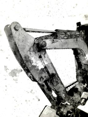 Ekskavatör illüstrasyon izole renk sanat eseri