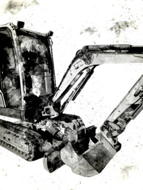 Ekskavatör illüstrasyon izole renk sanat eseri