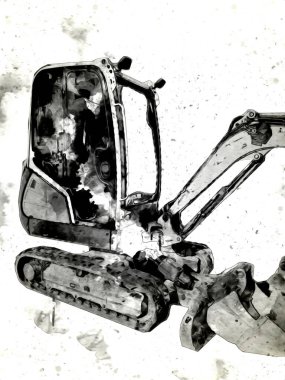 Ekskavatör illüstrasyon izole renk sanat eseri