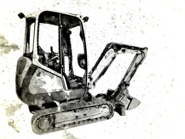 Ekskavatör illüstrasyon izole renk sanat eseri