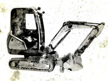 Ekskavatör illüstrasyon izole renk sanat eseri