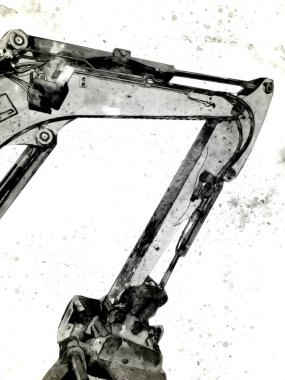 Ekskavatör illüstrasyon izole renk sanat eseri