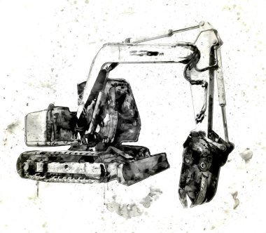 Ekskavatör illüstrasyon izole renk sanat eseri