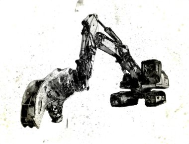 Ekskavatör illüstrasyon izole renk sanat eseri