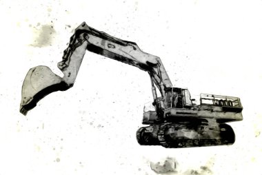 Ekskavatör illüstrasyon izole renk sanat eseri