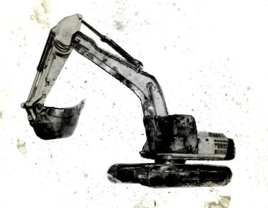 Ekskavatör illüstrasyon izole renk sanat eseri
