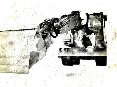 Ekskavatör illüstrasyon izole renk sanat eseri