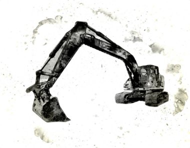 Ekskavatör illüstrasyon izole renk sanat eseri
