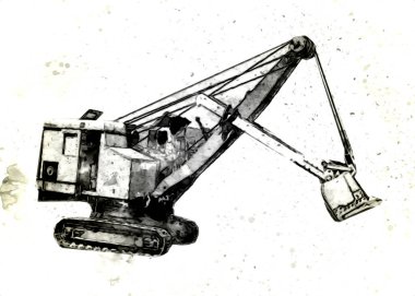 Ekskavatör illüstrasyon izole renk sanat eseri