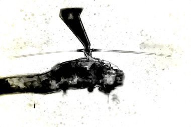 askeri helikopter resim sanatı klasiği çiziyor