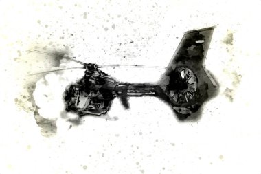 askeri helikopter resim sanatı klasiği çiziyor