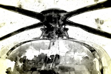askeri helikopter resim sanatı klasiği çiziyor