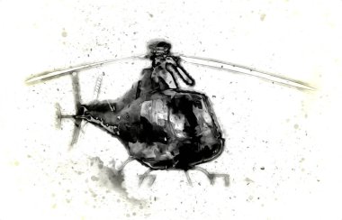 askeri helikopter resim sanatı klasiği çiziyor