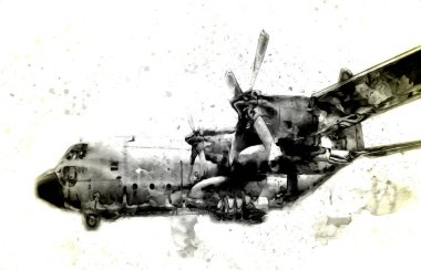 Amerikan savaş uçağı resim sanatı klasiği çiziyor.