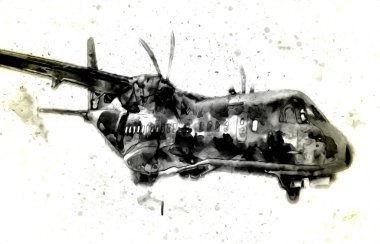 Amerikan savaş uçağı resim sanatı klasiği çiziyor.