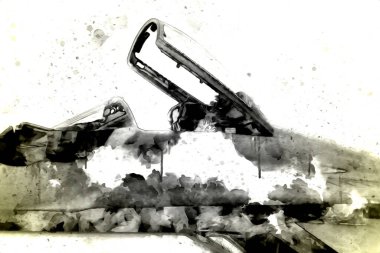 Amerikan savaş uçağı resim sanatı klasiği çiziyor.