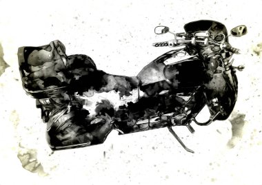 Motosiklet görüntüleme rengi izole edilmiş sanat antika retro