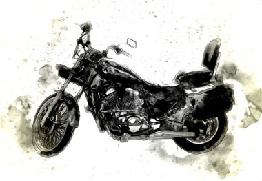 Motosiklet görüntüleme rengi izole edilmiş sanat antika retro