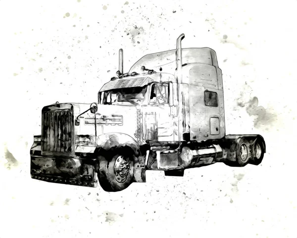 Amerikai Teherautó Illusztráció Színes Elszigetelt Művészet Évjárat Retro — Stock Fotó